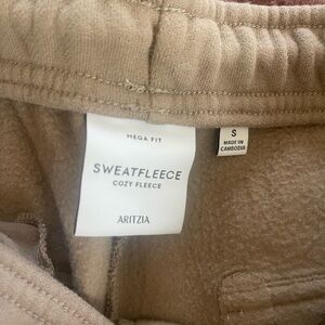 Aritzia Mega Fit Sweatfleece in Tan